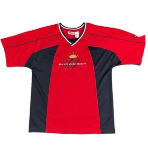 Dale Earnhardt Jr Budweiser NASCAR Jersey Red Black Winners Circle‎ L
